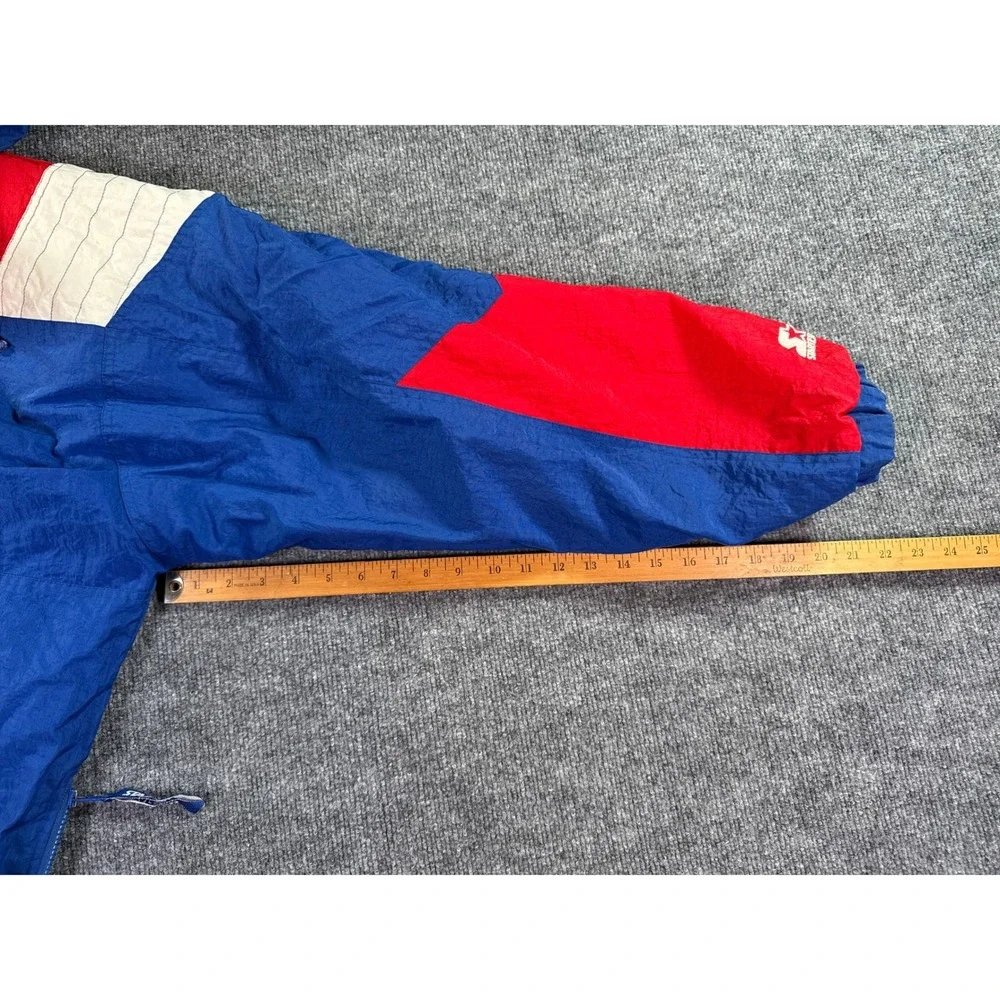 Vintage Starter Kansas Jayhawks Jacket Mens XL Blue‎ 90s Puffer Anorak KU NCAA